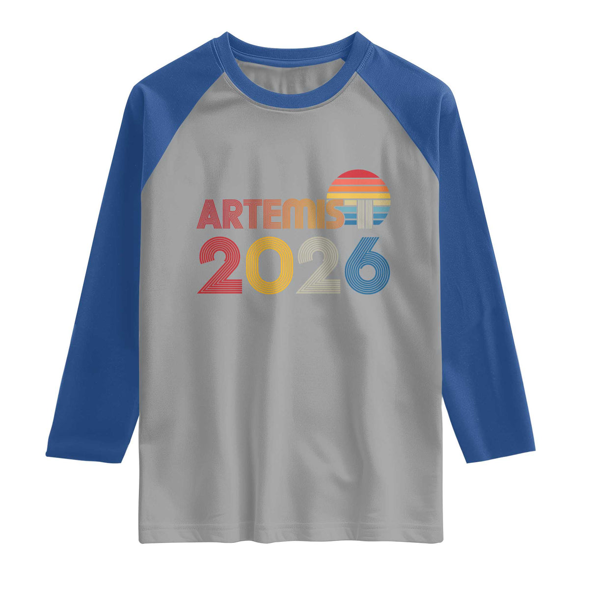 2026 Lunar Mission Retro Sunset Raglan Shirt Vintage Space Exploration Astronomy Enthusiasts Sci-Fi Lovers TS02 Sport Gray Royal Print Your Wear
