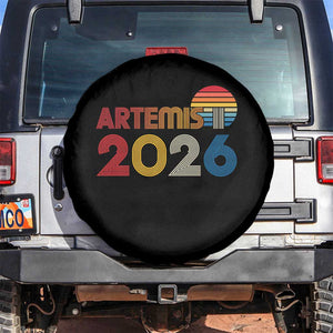 2026 Lunar Mission Retro Sunset Spare Tire Cover Vintage Space Exploration Astronomy Enthusiasts Sci-Fi Lovers TS02 No hole Black Print Your Wear