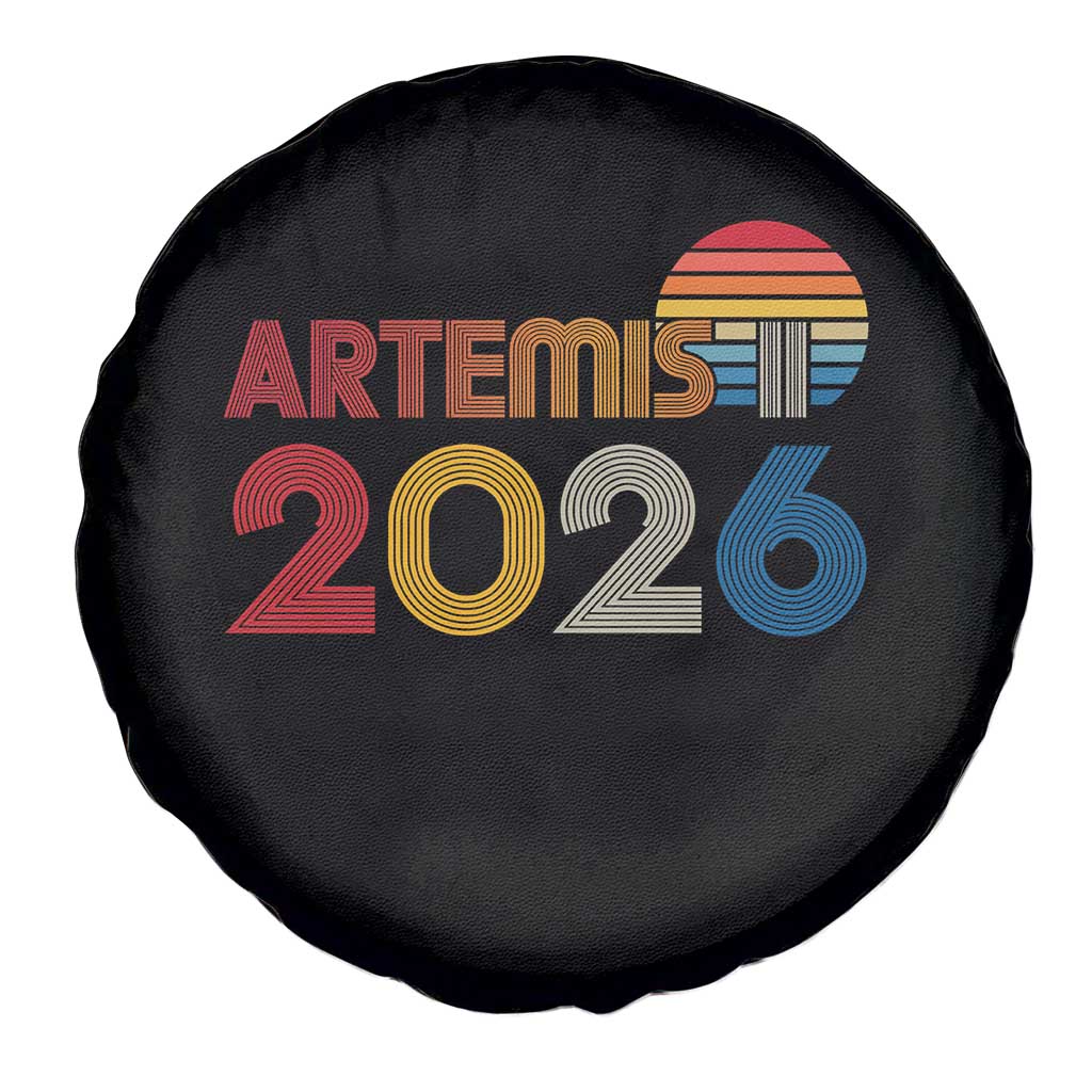 2026 Lunar Mission Retro Sunset Spare Tire Cover Vintage Space Exploration Astronomy Enthusiasts Sci-Fi Lovers TS02 Print Your Wear