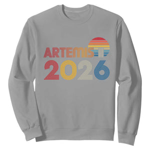 2026 Lunar Mission Retro Sunset Sweatshirt Vintage Space Exploration Astronomy Enthusiasts Sci-Fi Lovers TS02 Sport Gray Print Your Wear