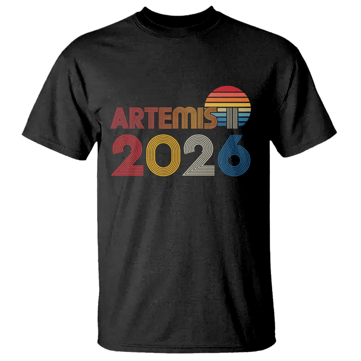 2026 Lunar Mission Retro Sunset T Shirt Vintage Space Exploration Astronomy Enthusiasts Sci-Fi Lovers TS02 Black Print Your Wear
