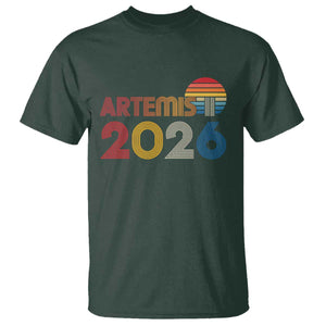 2026 Lunar Mission Retro Sunset T Shirt Vintage Space Exploration Astronomy Enthusiasts Sci-Fi Lovers TS02 Dark Forest Green Print Your Wear