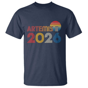 2026 Lunar Mission Retro Sunset T Shirt Vintage Space Exploration Astronomy Enthusiasts Sci-Fi Lovers TS02 Navy Print Your Wear