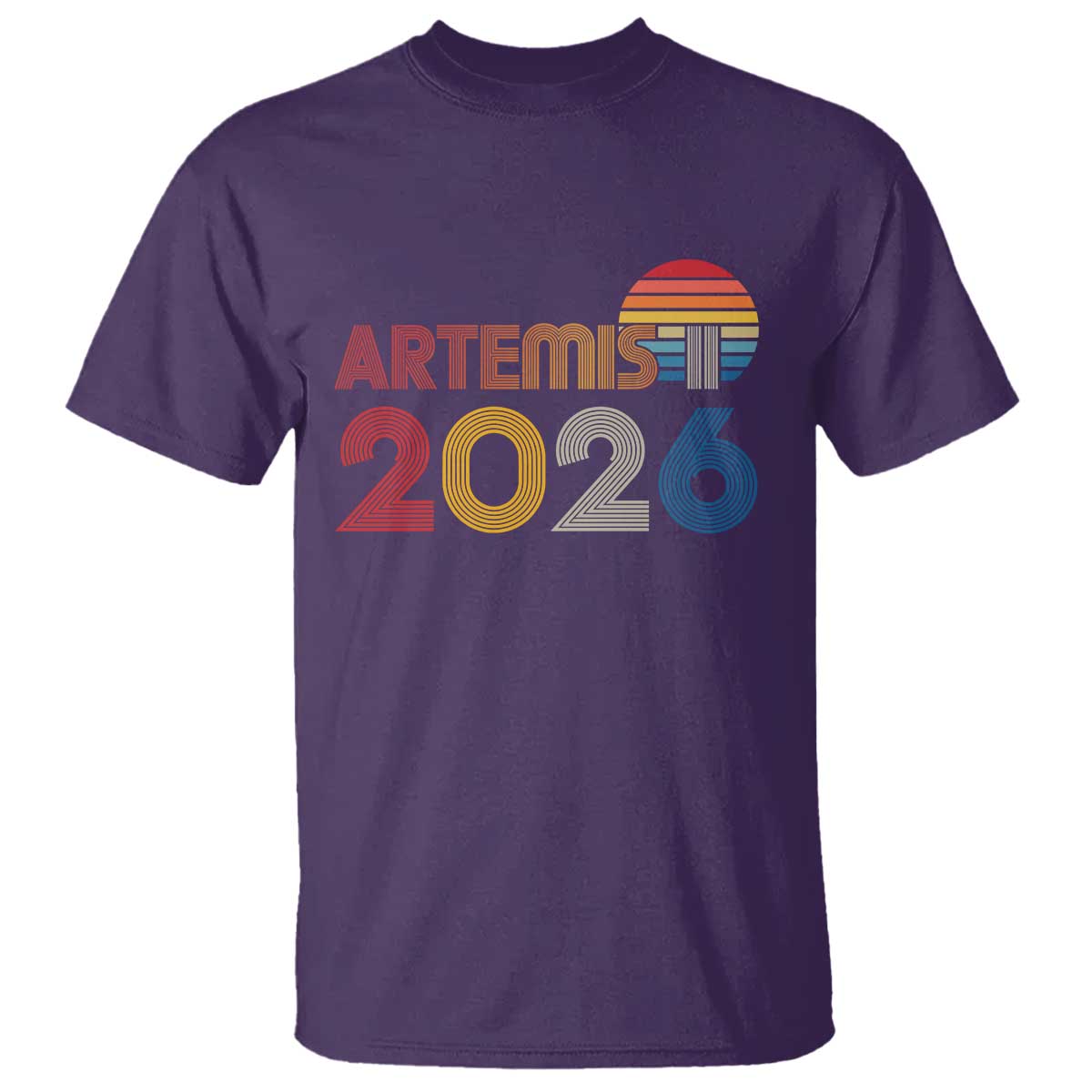 2026 Lunar Mission Retro Sunset T Shirt Vintage Space Exploration Astronomy Enthusiasts Sci-Fi Lovers TS02 Purple Print Your Wear