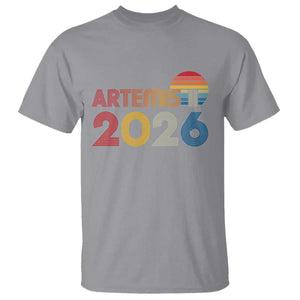 2026 Lunar Mission Retro Sunset T Shirt Vintage Space Exploration Astronomy Enthusiasts Sci-Fi Lovers TS02 Sport Gray Print Your Wear