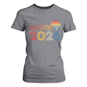 2026 Lunar Mission Retro Sunset T Shirt For Women Vintage Space Exploration Astronomy Enthusiasts Sci-Fi Lovers TS02 Charcoal Print Your Wear
