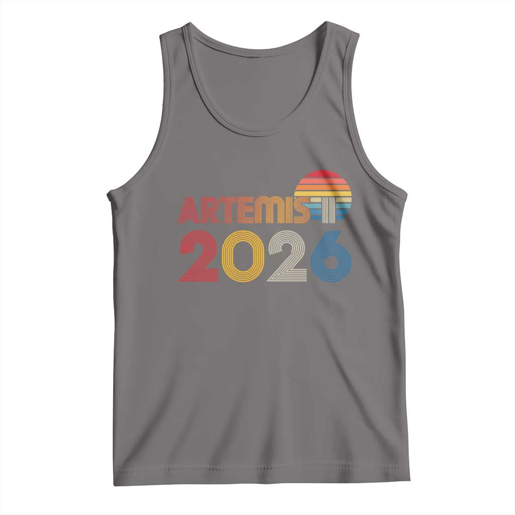 2026 Lunar Mission Retro Sunset Tank Top Vintage Space Exploration Astronomy Enthusiasts Sci-Fi Lovers TS02 Deep Heather Print Your Wear