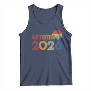 2026 Lunar Mission Retro Sunset Tank Top Vintage Space Exploration Astronomy Enthusiasts Sci-Fi Lovers TS02 Navy Print Your Wear