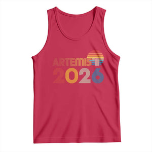 2026 Lunar Mission Retro Sunset Tank Top Vintage Space Exploration Astronomy Enthusiasts Sci-Fi Lovers TS02 Red Print Your Wear