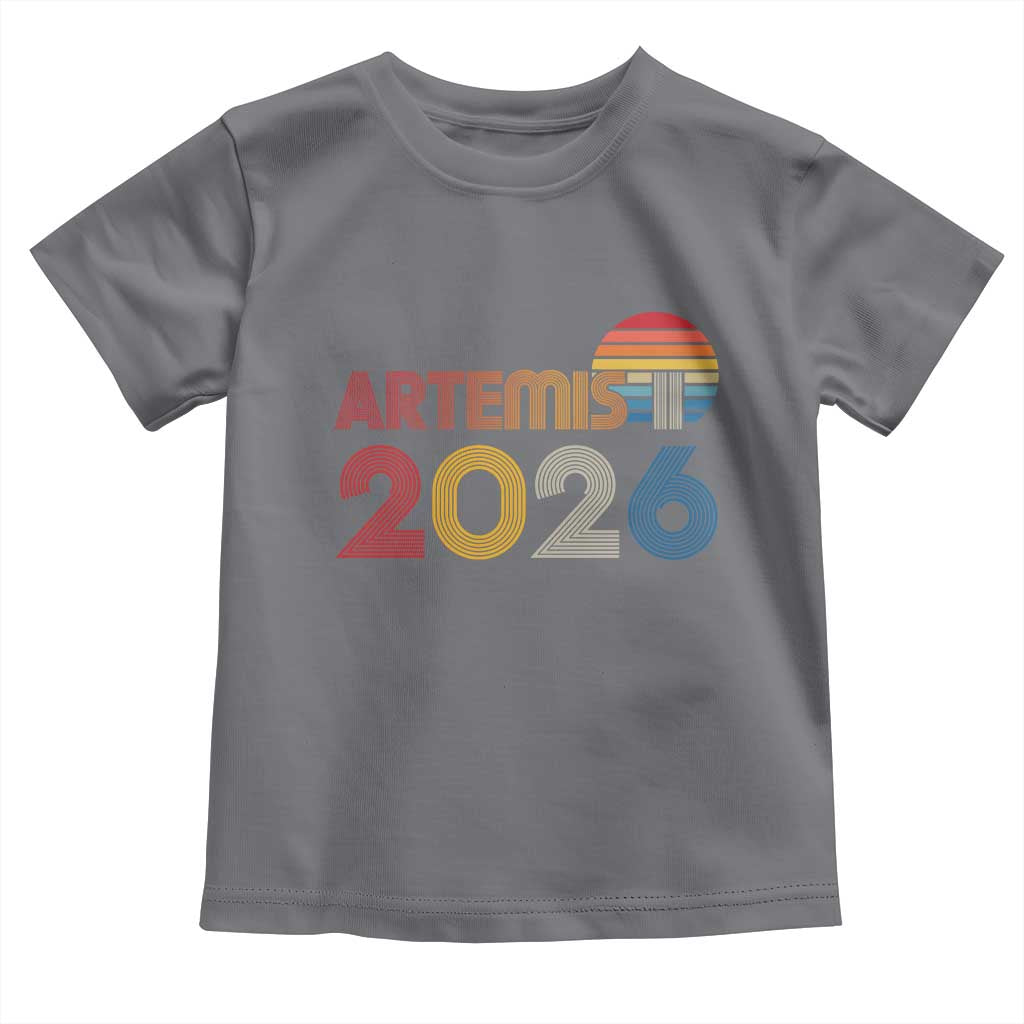 2026 Lunar Mission Retro Sunset Toddler T Shirt Vintage Space Exploration Astronomy Enthusiasts Sci-Fi Lovers TS02 Charcoal Print Your Wear