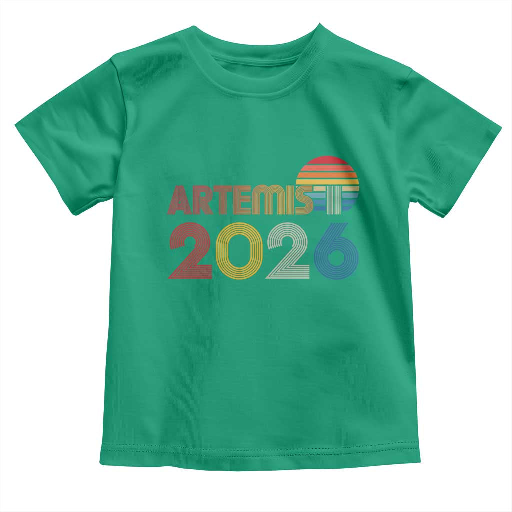 2026 Lunar Mission Retro Sunset Toddler T Shirt Vintage Space Exploration Astronomy Enthusiasts Sci-Fi Lovers TS02 Irish Green Print Your Wear