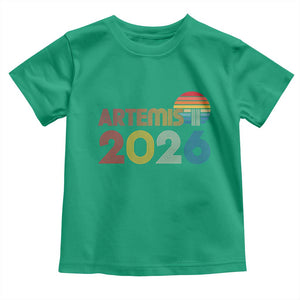 2026 Lunar Mission Retro Sunset Toddler T Shirt Vintage Space Exploration Astronomy Enthusiasts Sci-Fi Lovers TS02 Irish Green Print Your Wear