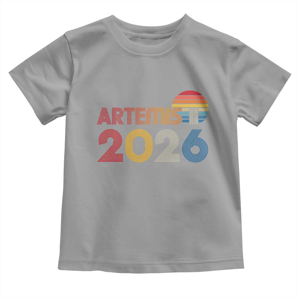 2026 Lunar Mission Retro Sunset Toddler T Shirt Vintage Space Exploration Astronomy Enthusiasts Sci-Fi Lovers TS02 Sport Gray Print Your Wear