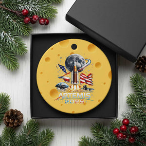 Patriotic 2026 Lunar Orbit Mission Rocket Launch Ceramic Ornament American Flag n Moon Patriotic Space Astronomy Enthusiasts TS02 1pc Yellow Cheese Print Your Wear