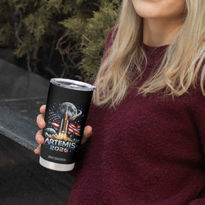 Patriotic 2026 Lunar Orbit Mission Rocket Launch Tumbler Cup American Flag n Moon Patriotic Space Astronomy Enthusiasts TS02 Print Your Wear