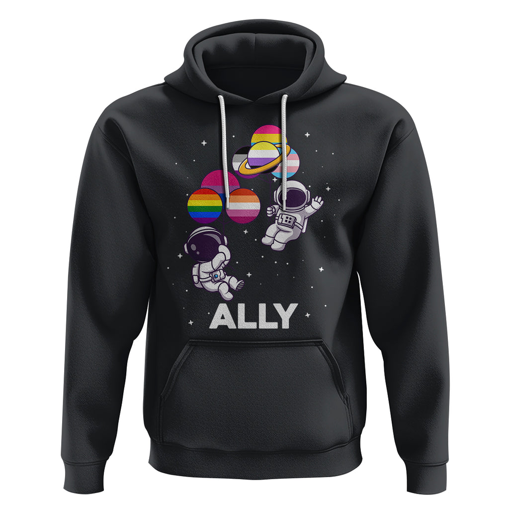 LGBT Ally Hoodie Proud Gay Support Astronaut Outer Space TS02 Black Printyourwear