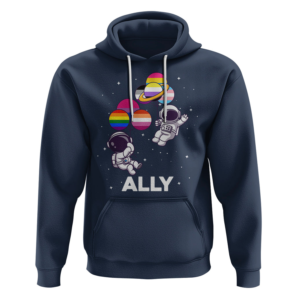 LGBT Ally Hoodie Proud Gay Support Astronaut Outer Space TS02 Navy Printyourwear
