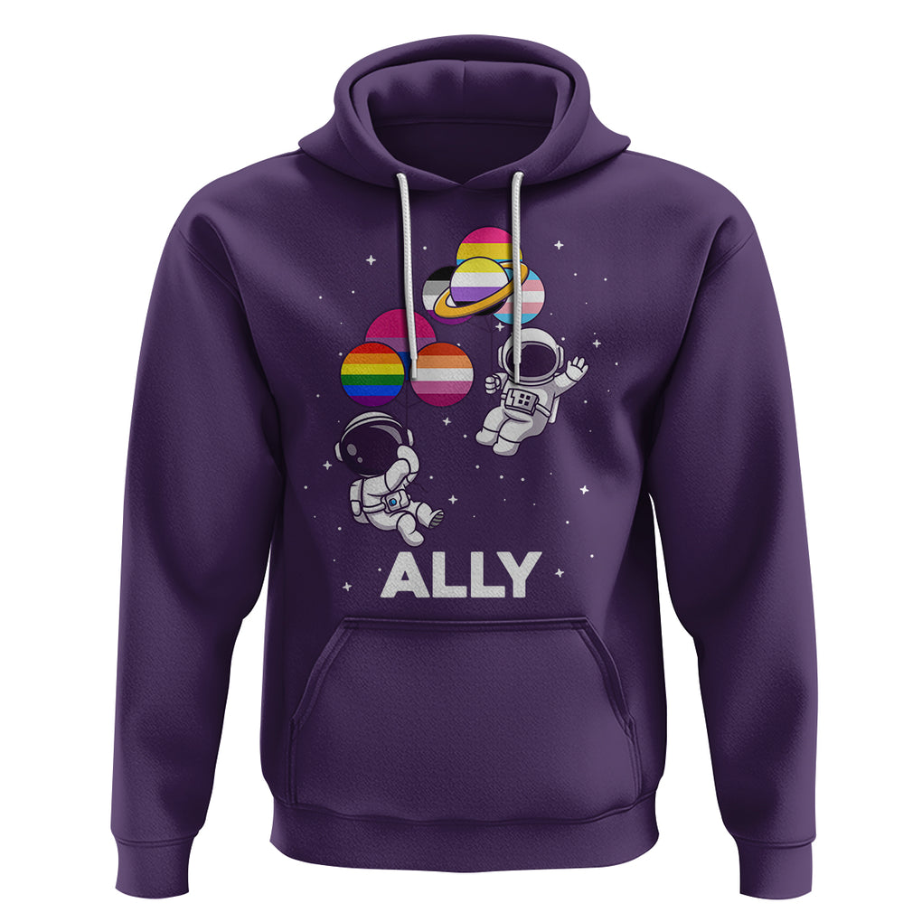 LGBT Ally Hoodie Proud Gay Support Astronaut Outer Space TS02 Purple Printyourwear