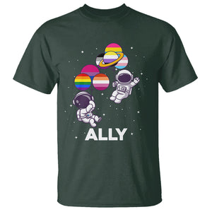 LGBT Ally T Shirt Proud Gay Support Astronaut Outer Space TS02 Dark Forest Green Printyourwear