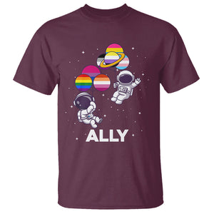 LGBT Ally T Shirt Proud Gay Support Astronaut Outer Space TS02 Maroon Printyourwear