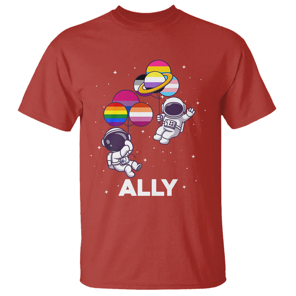 LGBT Ally T Shirt Proud Gay Support Astronaut Outer Space TS02 Red Printyourwear