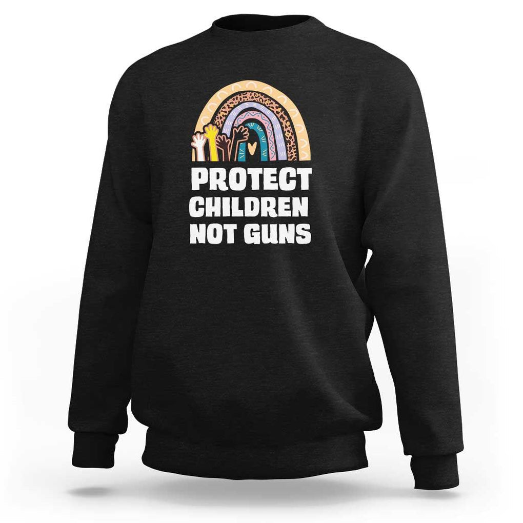 Gun Violence Awareness Sweatshirt Protect Children Not Guns In June We Wear Orange Day End Gun Violence Rainbow TS02 Black Print Your Wear