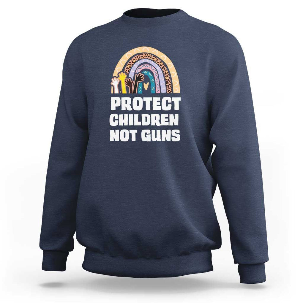 Gun Violence Awareness Sweatshirt Protect Children Not Guns In June We Wear Orange Day End Gun Violence Rainbow TS02 Navy Print Your Wear