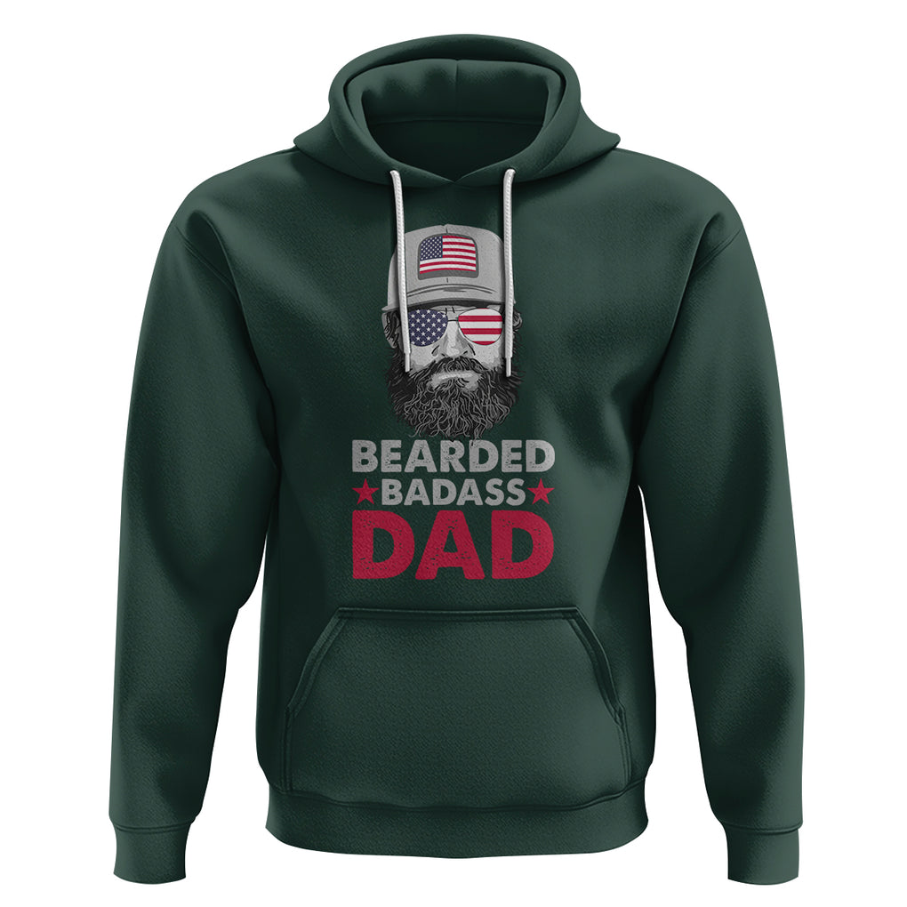 Funny Patriots American Men Bearded Badass Dad Hoodie TS02 Dark Forest Green Printyourwear