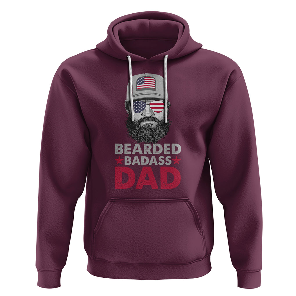 Funny Patriots American Men Bearded Badass Dad Hoodie TS02 Maroon Printyourwear