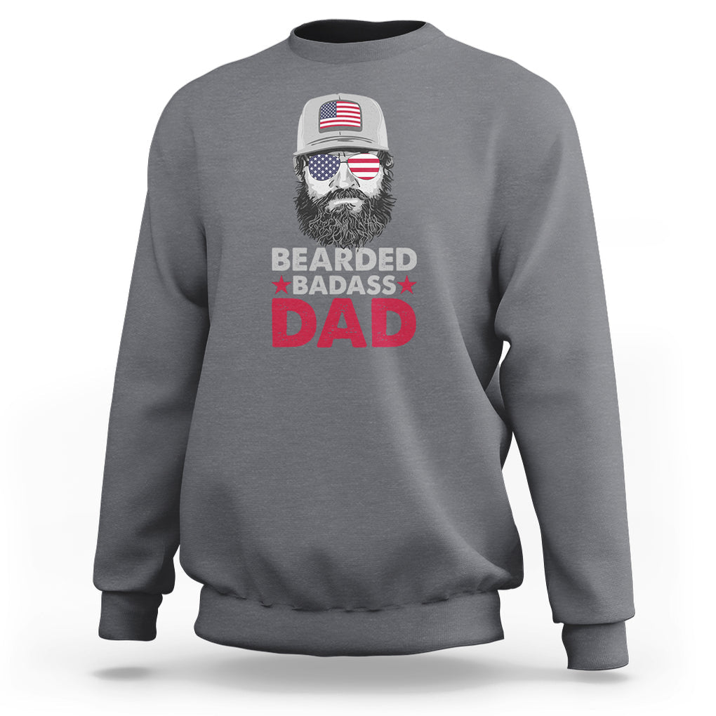 Funny Patriots American Men Bearded Badass Dad Sweatshirt TS02 Charcoal Printyourwear
