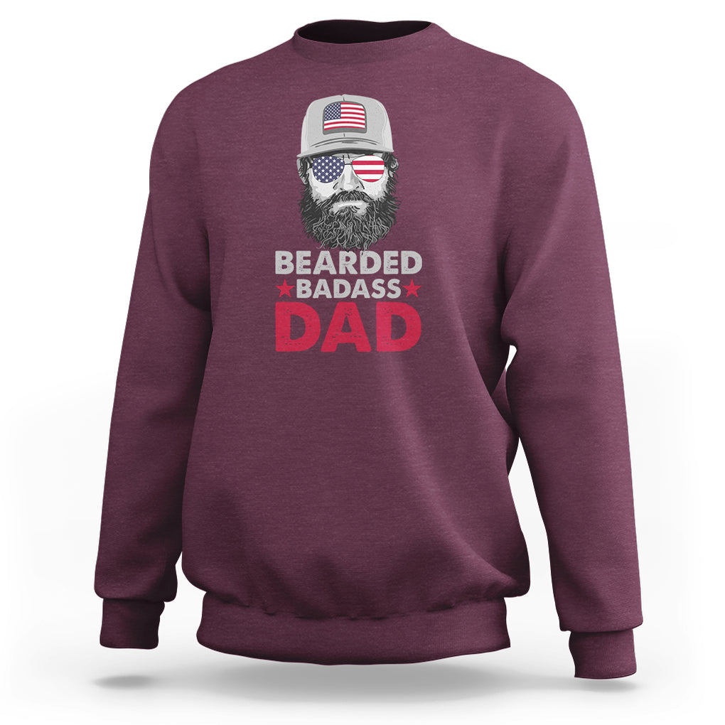 Funny Patriots American Men Bearded Badass Dad Sweatshirt TS02 Maroon Printyourwear