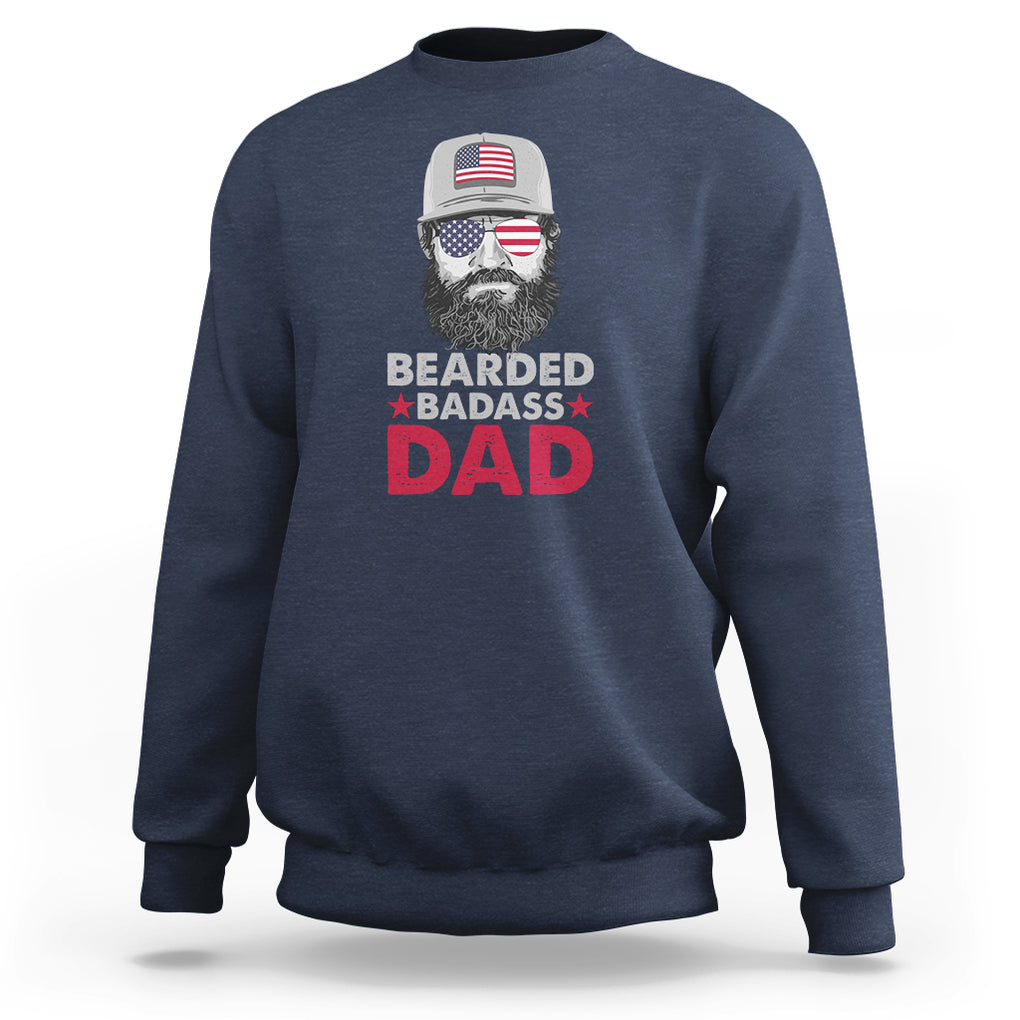 Funny Patriots American Men Bearded Badass Dad Sweatshirt TS02 Navy Printyourwear