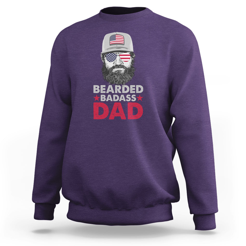 Funny Patriots American Men Bearded Badass Dad Sweatshirt TS02 Purple Printyourwear
