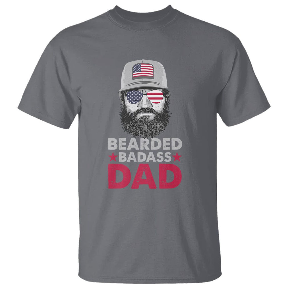 Funny Patriots American Men Bearded Badass Dad T Shirt TS02 Charcoal Printyourwear