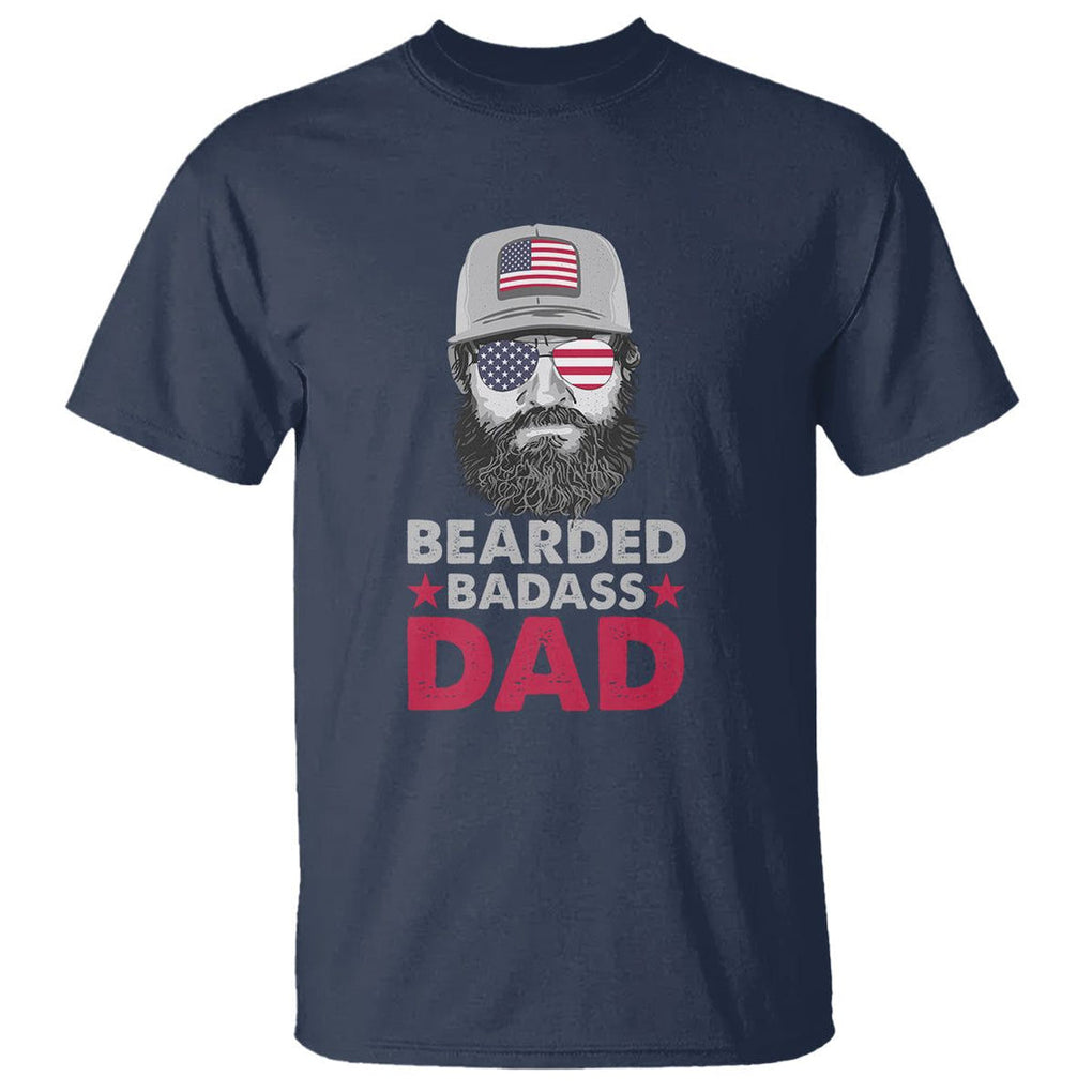Funny Patriots American Men Bearded Badass Dad T Shirt TS02 Navy Printyourwear