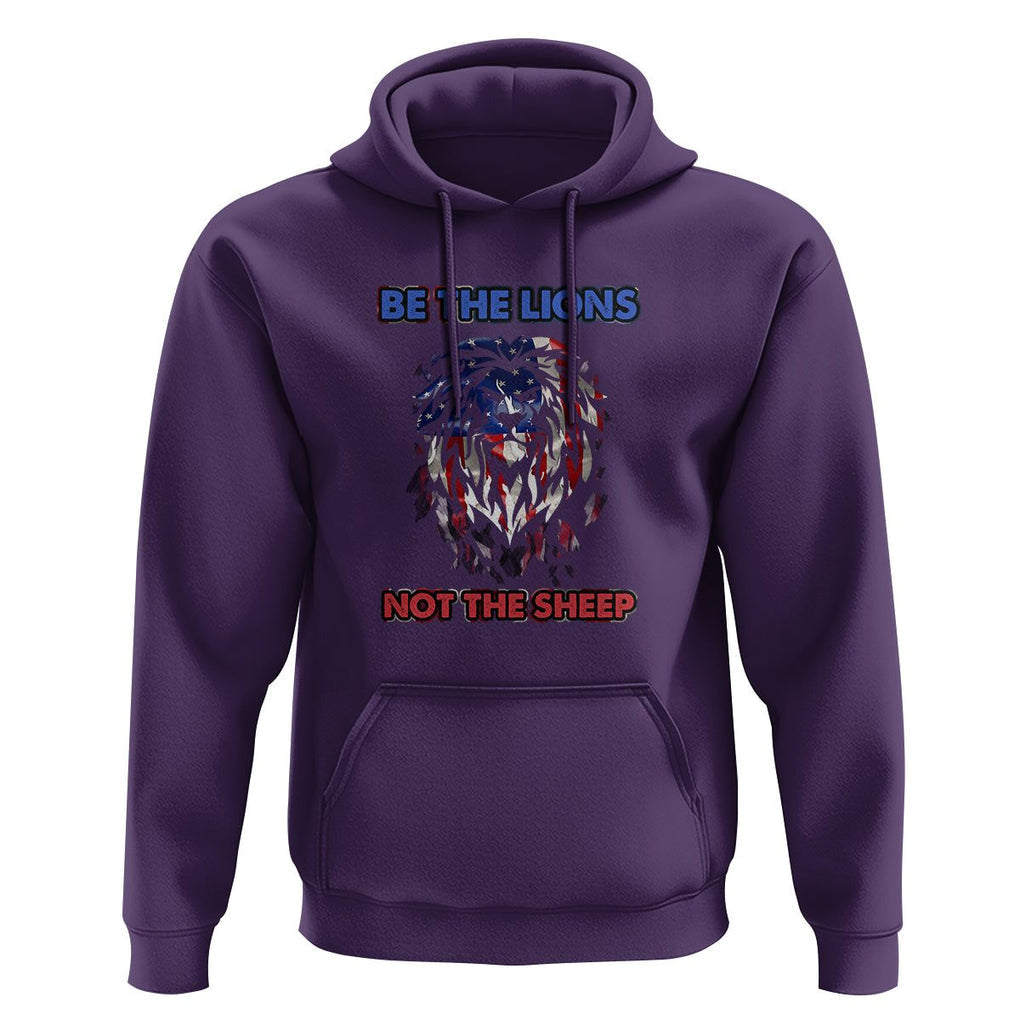 Patriotic American Lion Hoodie Be The Lions Not The Sheep Retro US Flag TS02 Purple Print Your Wear