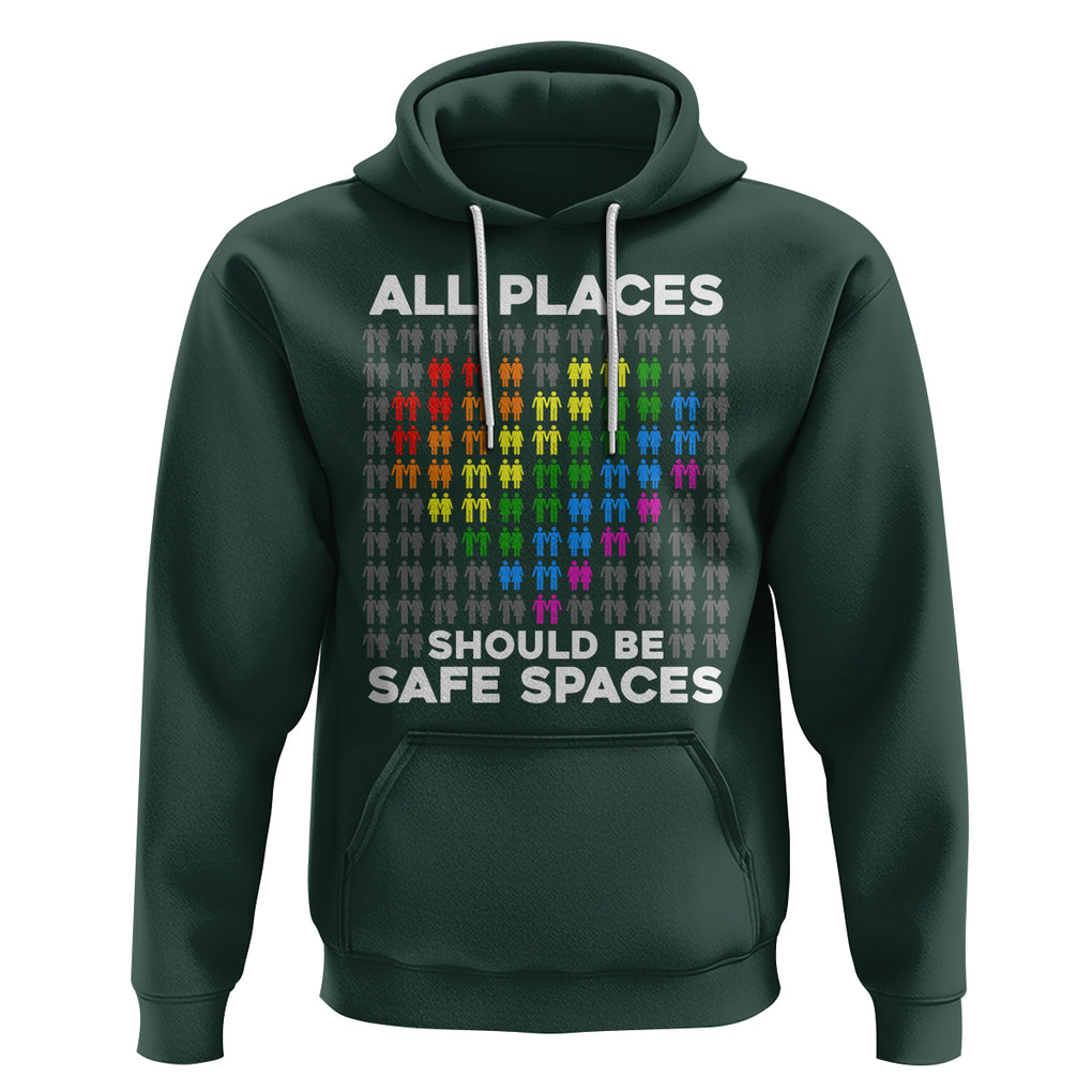 LGBT Support Hoodie All Places Should Be Safe Spaces Gay Pride Ally TS02 Dark Forest Green Printyourwear