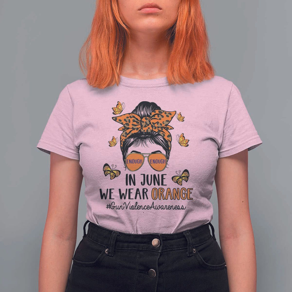 Gun Violence Awareness T Shirt For Women In June We Wear Orange Messy Bun TS02 Light Pink Print Your Wear