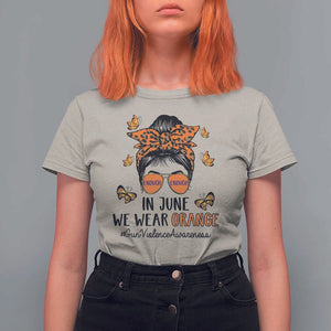 Gun Violence Awareness T Shirt For Women In June We Wear Orange Messy Bun TS02 Sand Print Your Wear