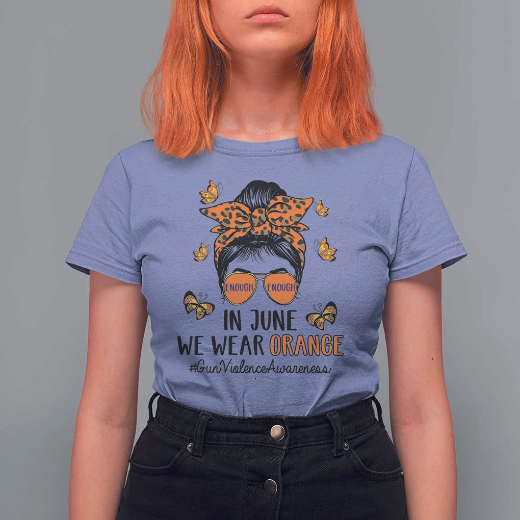 Gun Violence Awareness T Shirt For Women In June We Wear Orange Messy Bun TS02 Violet Print Your Wear