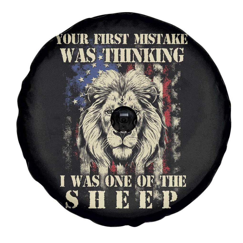 Patriotic American Lion Spare Tire Cover Your First Mistake Was Thinking I Was One Of The Sheep US Flag TS02 Print Your Wear