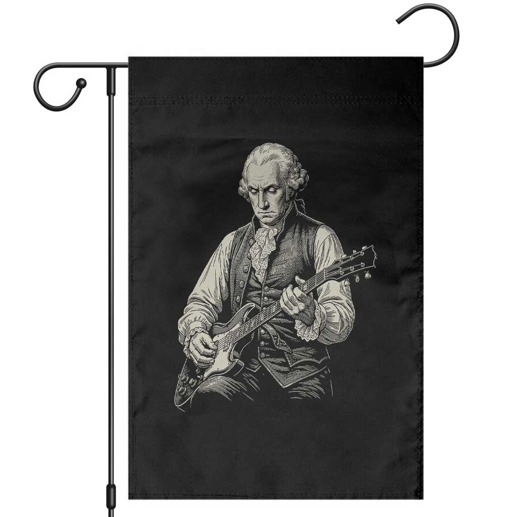 George Washington Rock Star Portrait Garden Flag Funny Electric Guitar Player Founding Father Patriotic Graphic TS02 Black Print Your Wear