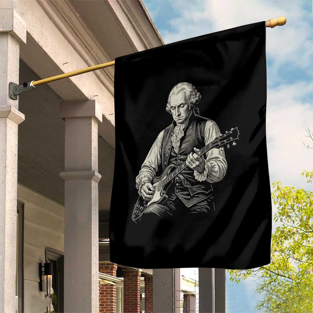 George Washington Rock Star Portrait Garden Flag Funny Electric Guitar Player Founding Father Patriotic Graphic