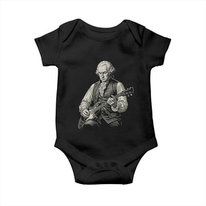 George Washington Rock Star Portrait Baby Onesie Funny Electric Guitar Player Founding Father Patriotic Graphic