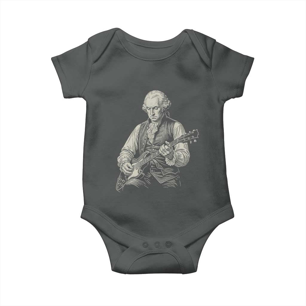 George Washington Rock Star Portrait Baby Onesie Funny Electric Guitar Player Founding Father Patriotic Graphic