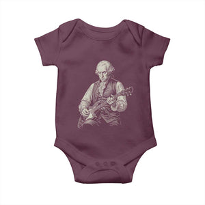 George Washington Rock Star Portrait Baby Onesie Funny Electric Guitar Player Founding Father Patriotic Graphic