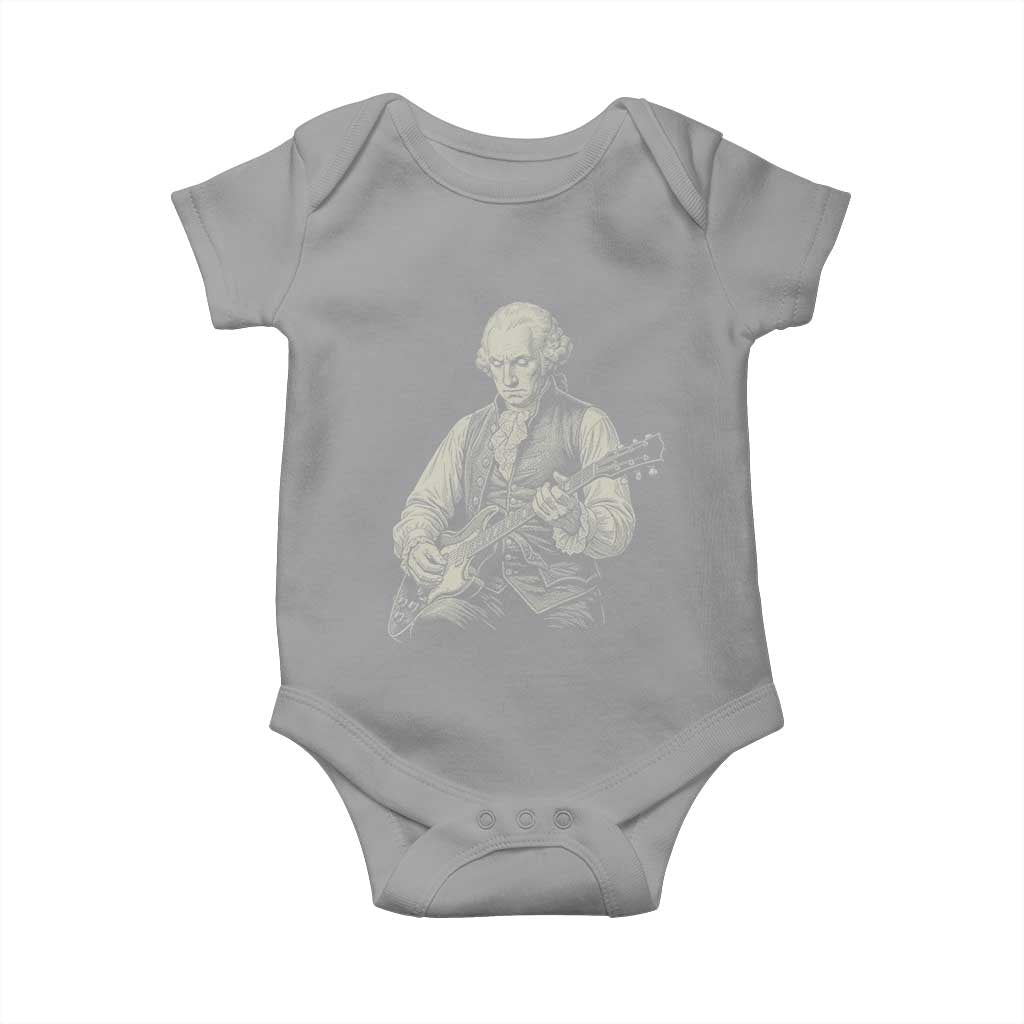 George Washington Rock Star Portrait Baby Onesie Funny Electric Guitar Player Founding Father Patriotic Graphic