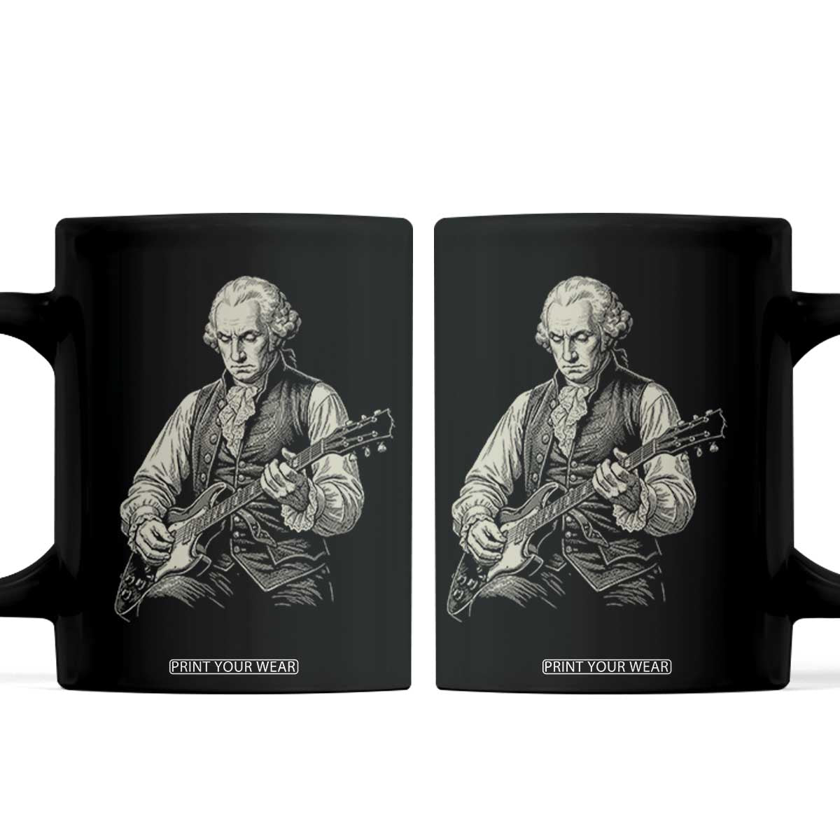 George Washington Rock Star Portrait Coffee Mug Funny Electric Guitar Player Founding Father Patriotic Graphic