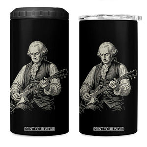 George Washington Rock Star Portrait 4 in 1 Can Cooler Tumbler Funny Electric Guitar Player Founding Father Patriotic Graphic