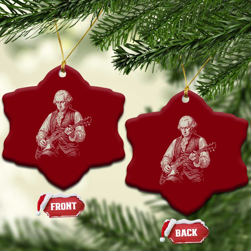George Washington Rock Star Portrait Ceramic Ornament Funny Electric Guitar Player Founding Father Patriotic Graphic